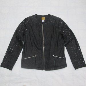 Ruby Rd. Black Leather Jacket with Silver Studs